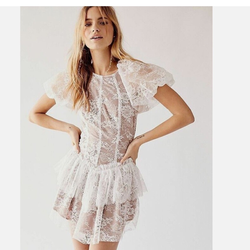 For Love And Lemons White Lace Mini Dress
